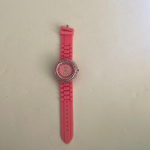 Geneva pink plastic watch rhinestones